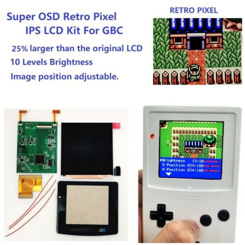 Retro Pixel Large Size IPS Backlight LCD Screen For Game Boy Color GBC Console - Picture 1 of 30