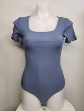 NWT Berryou Bodysuit Women's Dusty Blue Short Sleeve Top Slimming Size Small