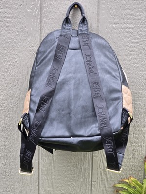Betsy Johnson Backpack Black/Tan Quilted Soft Faux Leather  display picture 1
