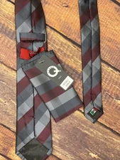 Brand Q Men's Neck Tie Silver Gray & Pink Plaid designed in ITALY NWT CLASSIC