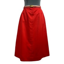 Vintage 90s Koret Womens Modern 4 Waist 26" Red Midi Skirt with Belt