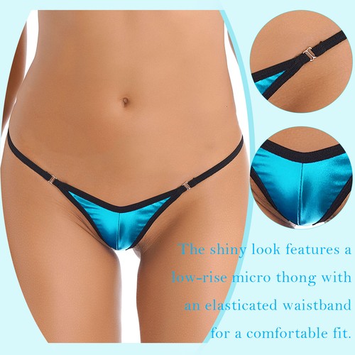 Bikini mutandine mutandine intimo donna metallizzato vita bassa micro perizoma schiena a T - Foto 54 di 94