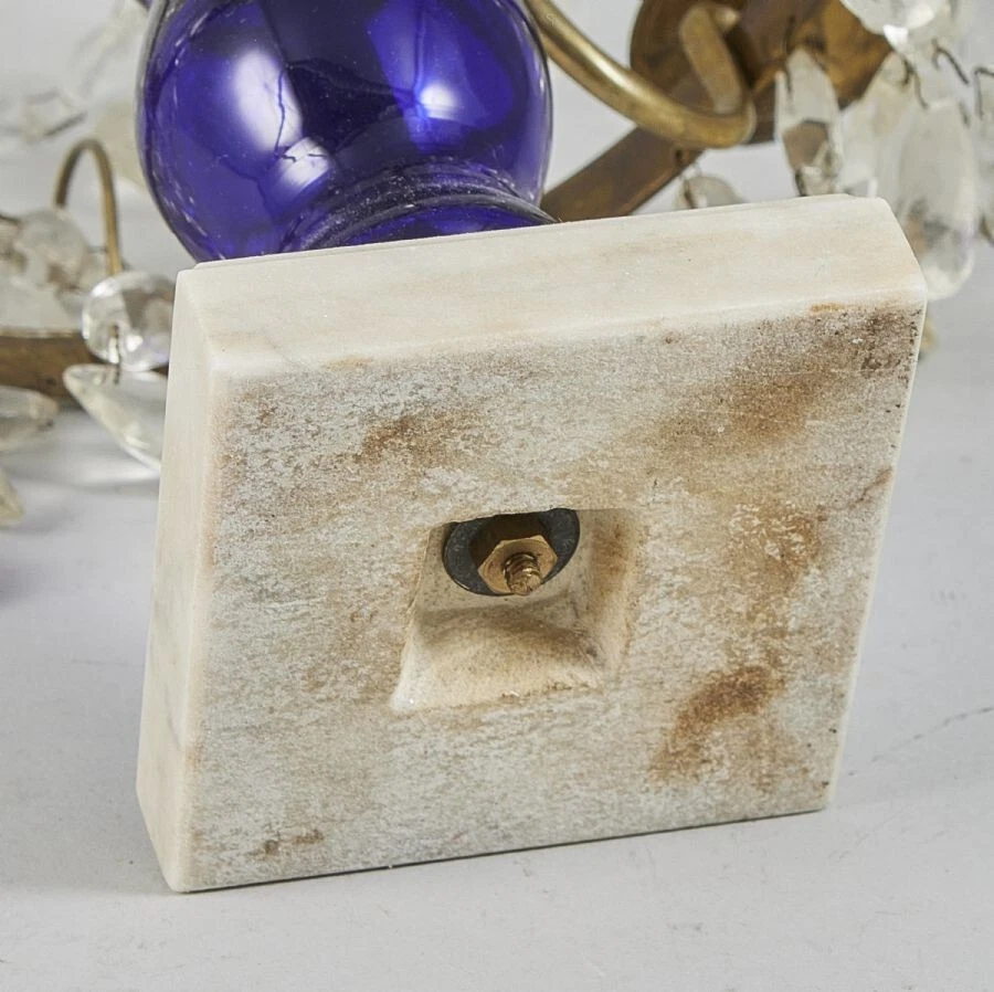 Antiguo candelabro de colección - lámpara de mesa - prismas de cristal de comerciante Luis XV Foto 4 de 4