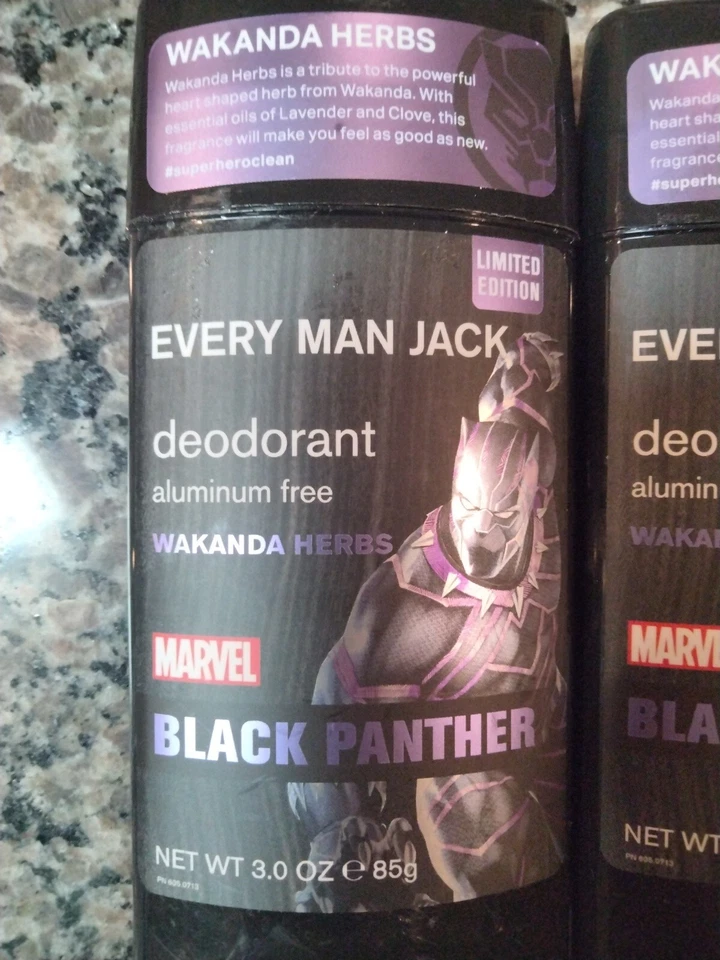 Lote de 2 desodorantes Every Man Jack Black Panther MARVEL edición limitada nuevos 3,0 oz Foto 2 de 4