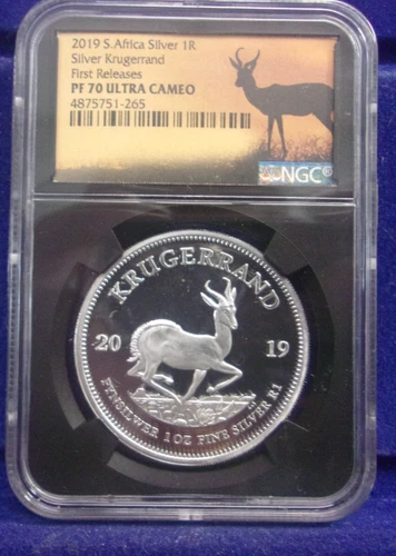2019 SOUTH AFRICA PROOF 1 OZ SILVER KRUGERRAND  NGC PF70 FIRST RELEASES *DN*