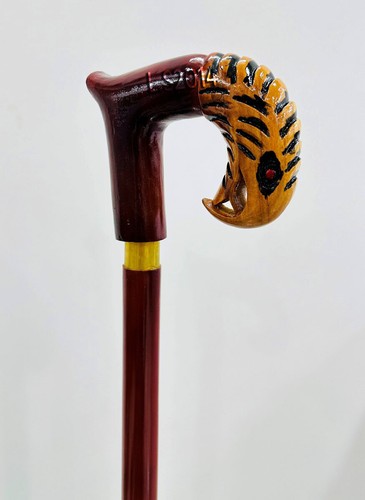 Elegant Hawk Wooden Cane Walking Stick-Hand Carved Wood Crafted Solid Wood Cane