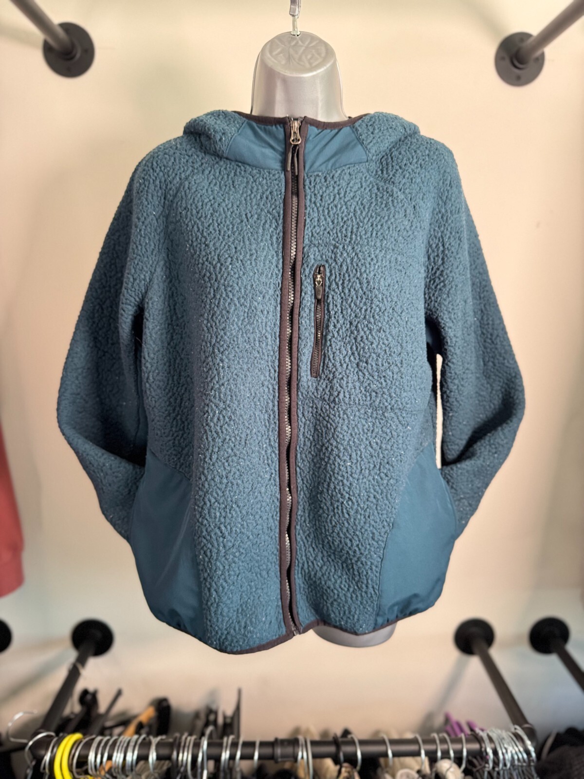 Felpa con cappuccio vintage FILA Sport Sherpa pile donna grande