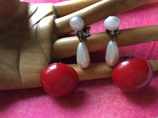 Grosses boucles d'oreilles rondes vintage rouge vin – Bohème Infinity