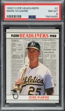 1988 Fleer Headliners Mark McGwire #2 PSA 8 NM-MT (POP 17 - 32 Higher)