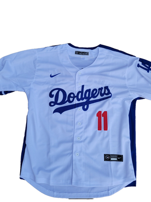 L Roki Sasaki 11 Los Angeles Dodgers Kanji Japanese whire