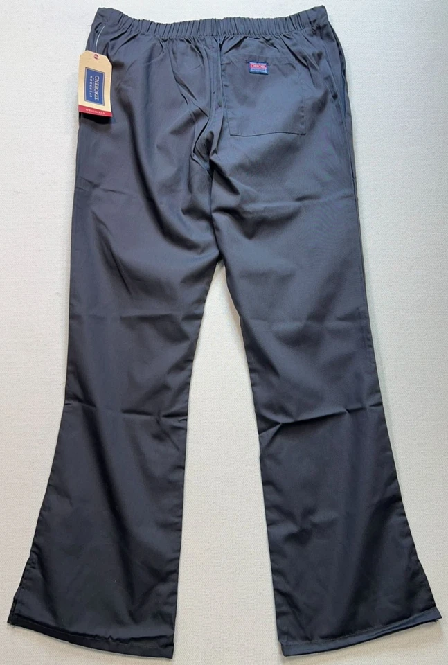 Cherokee Womens Workwear Flare Leg Drawstring Scrub Pants Size S Charcoal Gray - Image 2 of 4