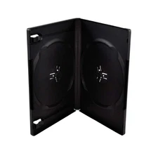 14mm Black Standard Double Capacity DVD Case and Outter Clear Sleeve 25 Piece...