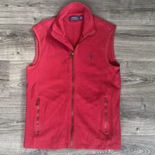 Polo Ralph Lauren Men Small Vest Red Preppy Jacket Full Zip Coat Pony Y2K Vtg