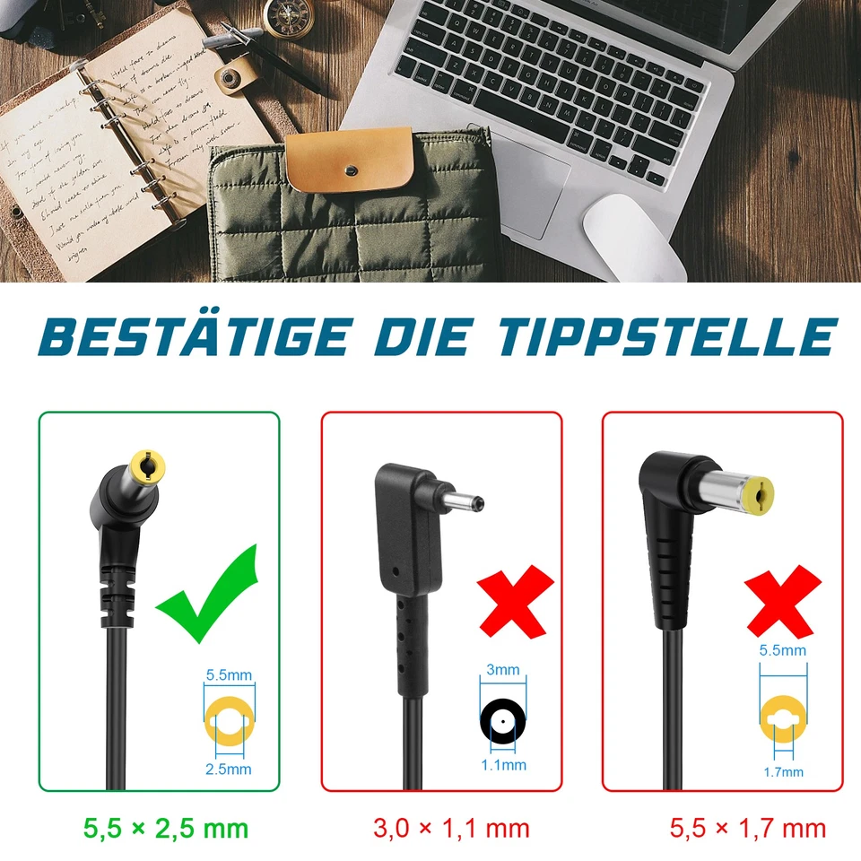 Notebook Ladegerät Ladekabel 19V 3,42A 65W für ASUS, Medion akoya, TOSHIBA - Bild 2 von 4