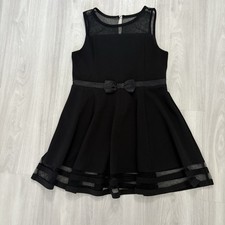 Calvin Klein Big Girls Illusion Mesh Bow Front Dress Black Size 16.5