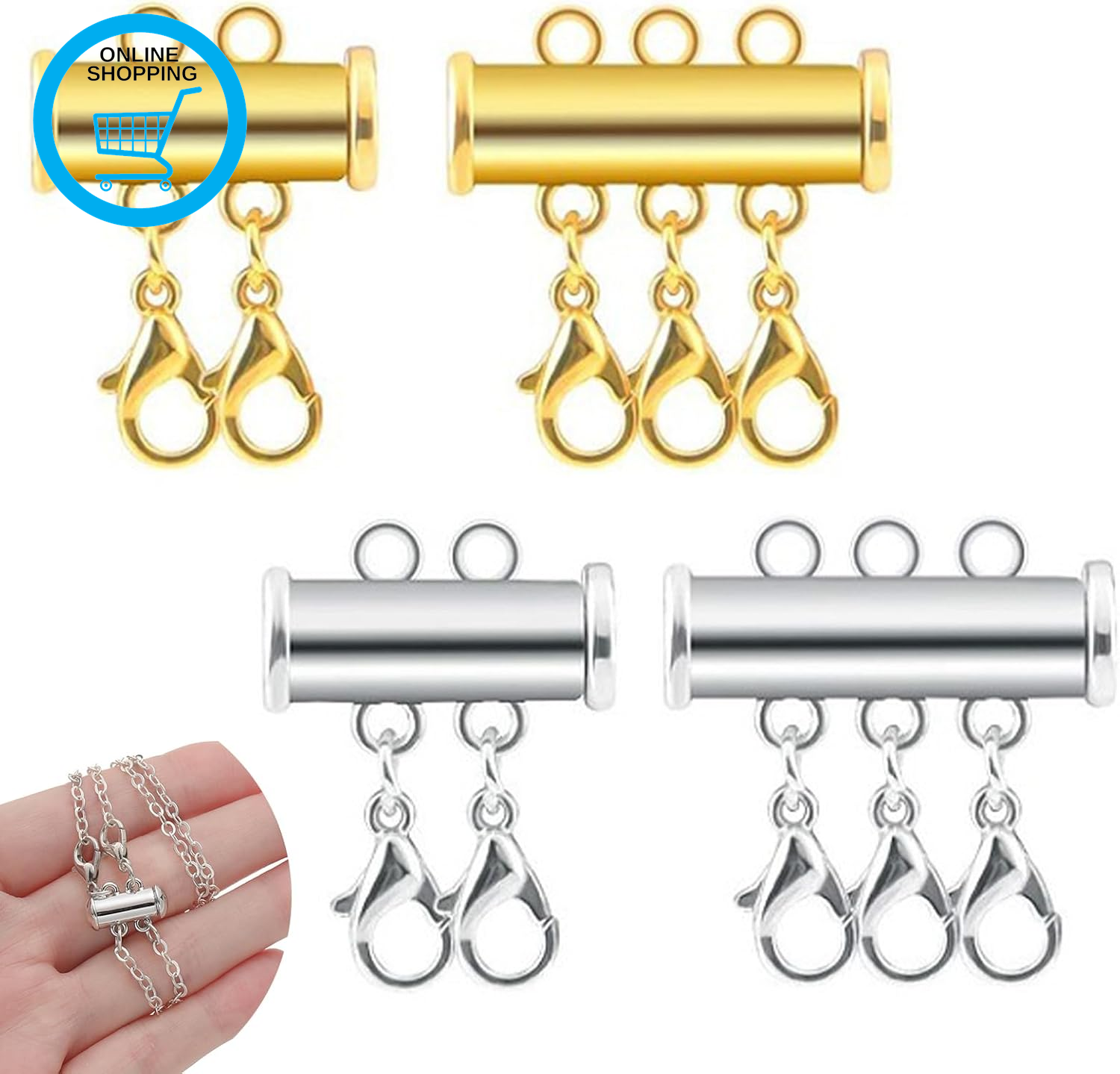 4 Pcs Magnetic Necklace Clasps with Layering Separator, Multi Necklace Clasp Con