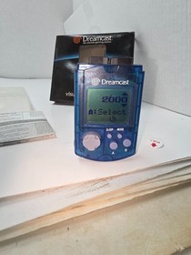 Working Sega Dreamcast Clear Blue VMU OEM Visual Memory Unit Damaged #K39