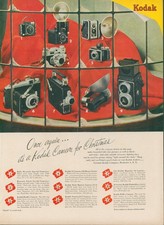 1948 Kodak Camera Christmas Gift Window Display Brownie Reflex Bantam Ad L44