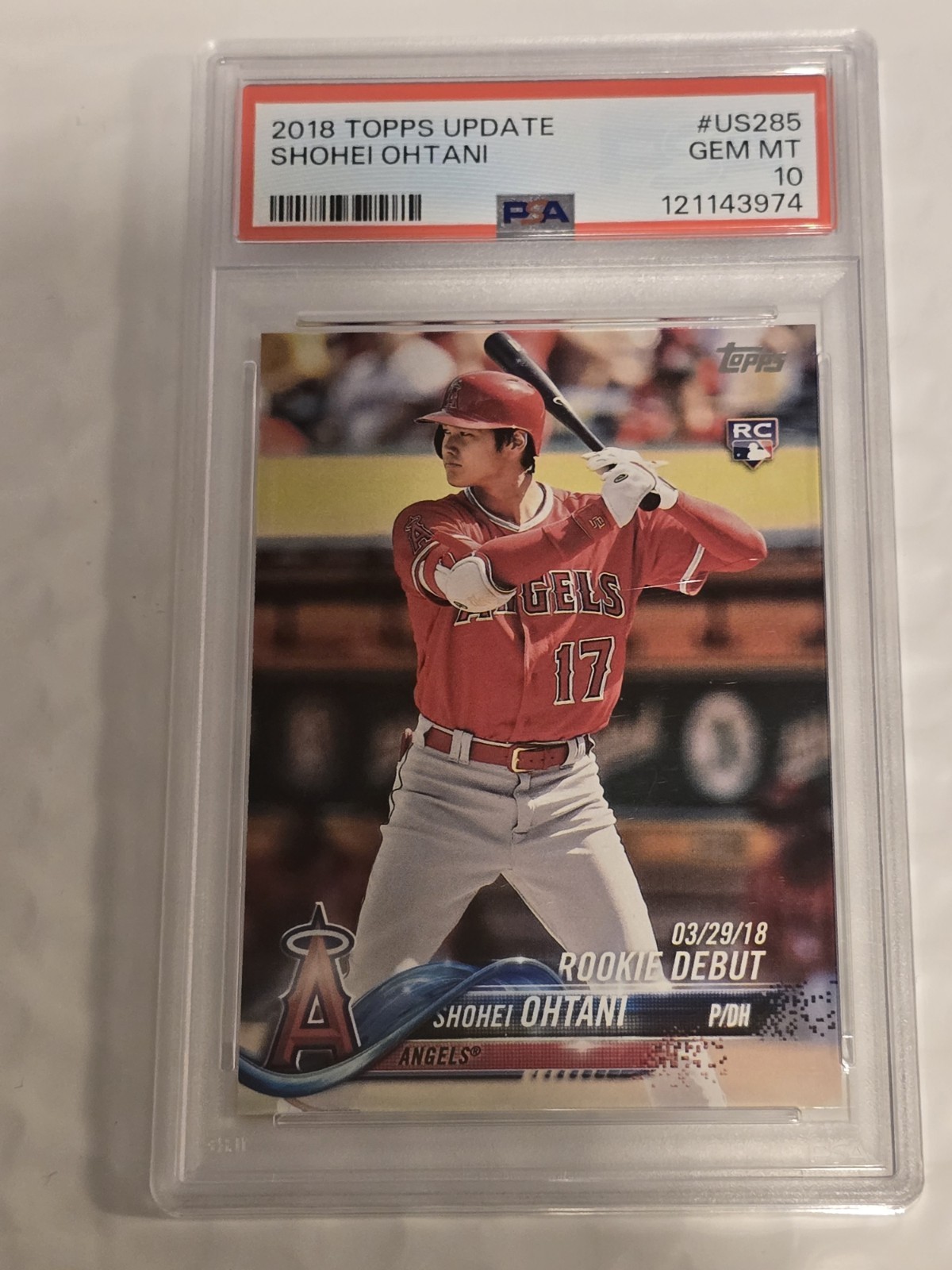 PSA 10 gem mint 2018 TOPPS UPDATE #US285 SHOHEI OHTANI RC Dodgers SHOWTIME MVP !
