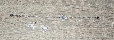 Pierre Lang Armband mit Kristall Blumen + 2 passende Anhänger silberfarben Set