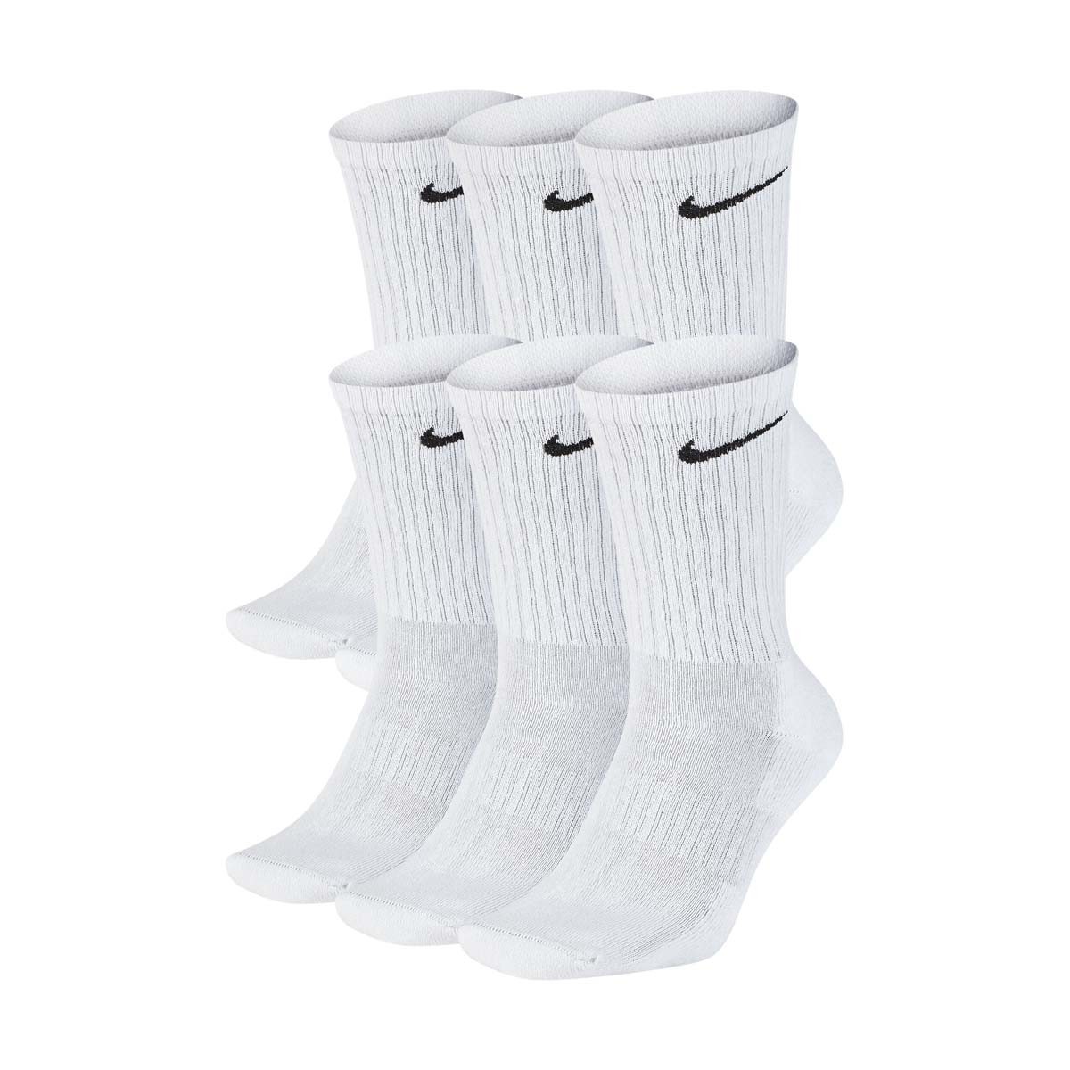 UNISEX NIKE EVERYDAY CUSHIONED CREW SOCKS WHITE BLACK SX7666-100-SIZE L 4190₽