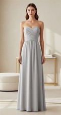 NWOT Lulus S Long Chiffon Overlay Gray Evening Gown 133865