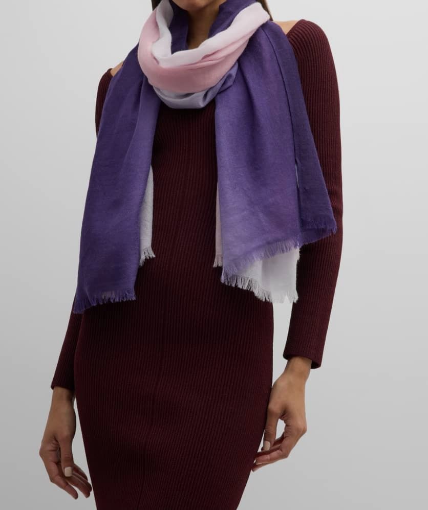 Sofia Cashmere Women's Purple Ombré Cashmere Fringe Lightweight Scarf OS