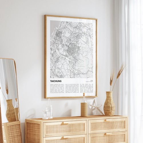 Taichung Stadtplan Druck, Taiwan Reise Poster, moderne Karte, Wanddeko Kunst - Bild 3 von 8