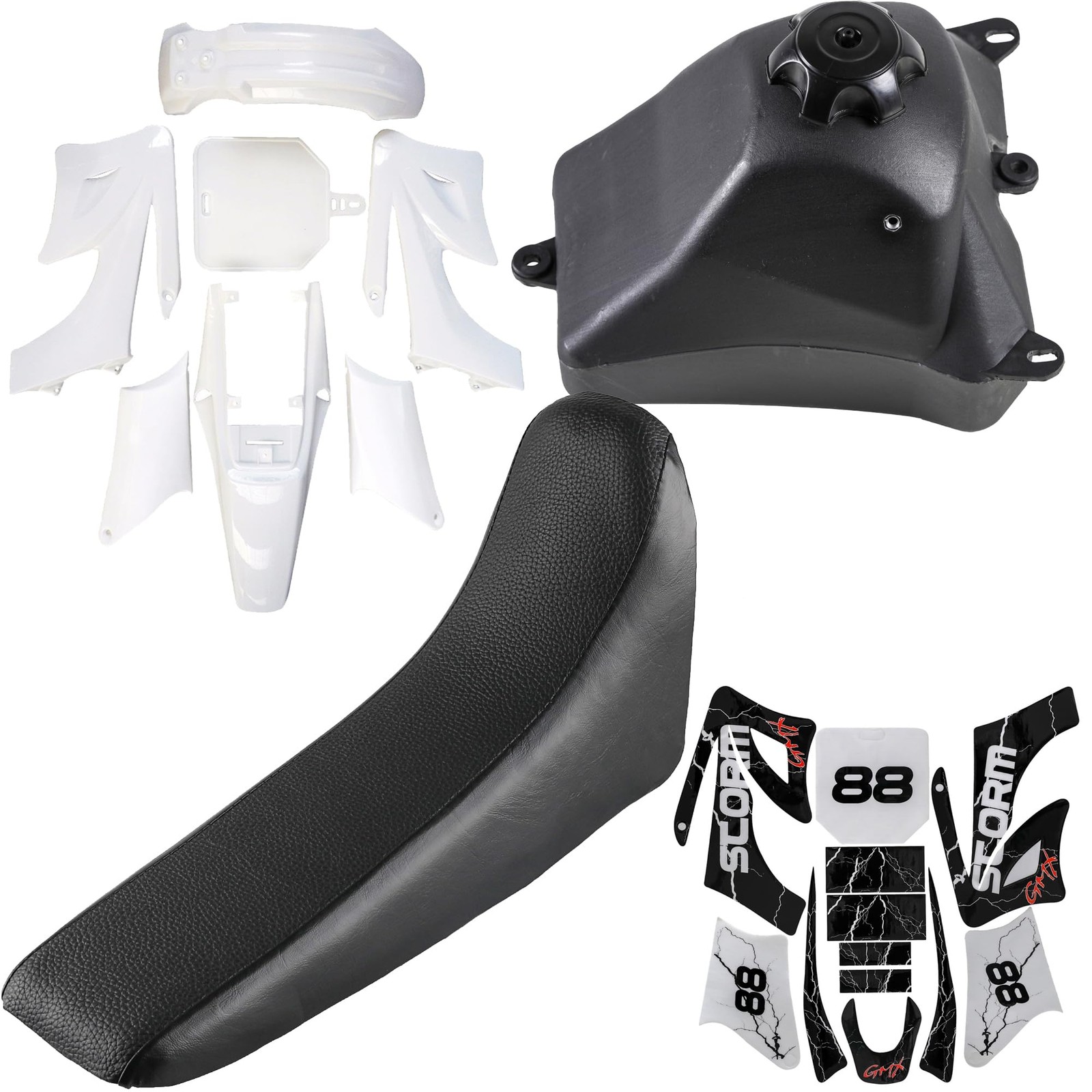 Fairing Kit Seat Fuel Tank for Apollo 110cc 250cc Dirt Bikes Pit Bikes ABS Black