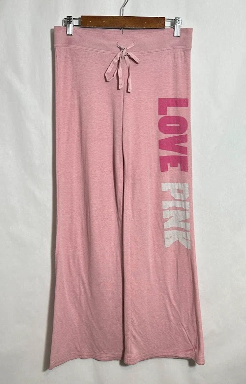 VTG Y2K Victorias Secret Love Pink Sweatpants S Wide Leg Lounge Pajama - Image 2 of 4