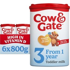 6 x 800g Cow & Gate Toddler Milk 3 Fortified Milk Drink From 1 Year