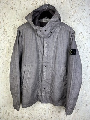 Stone Island Lino Resinato-TC Hooded Jacket Grey Size L