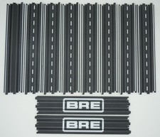 AUTO WORLD 15" STRAIGHT TRACKS 10 PC W/GRAPHICS EX-NEW AURORA TOMY  RACEMASTERS