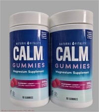2 PACK  Natural Vitality Natural Calm Gummies-Raspberry Lemon-60ct EXP:06/2026