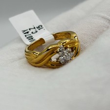 Yellow Gold Plate CZ Cockail Ring SZ 6.25 Twist Design