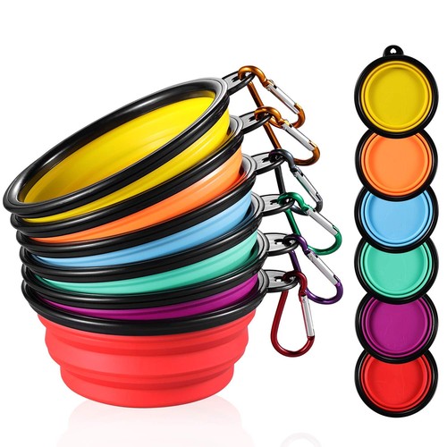 Collapsible Dog Bowl Travel Portable Dog Bowl(12oz) Silicone Foldable Travel ...