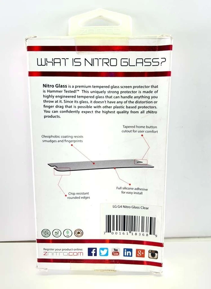 Protector de pantalla de vidrio templado ZNitro Nitro para LG G4 | Transparente Foto 2 de 4