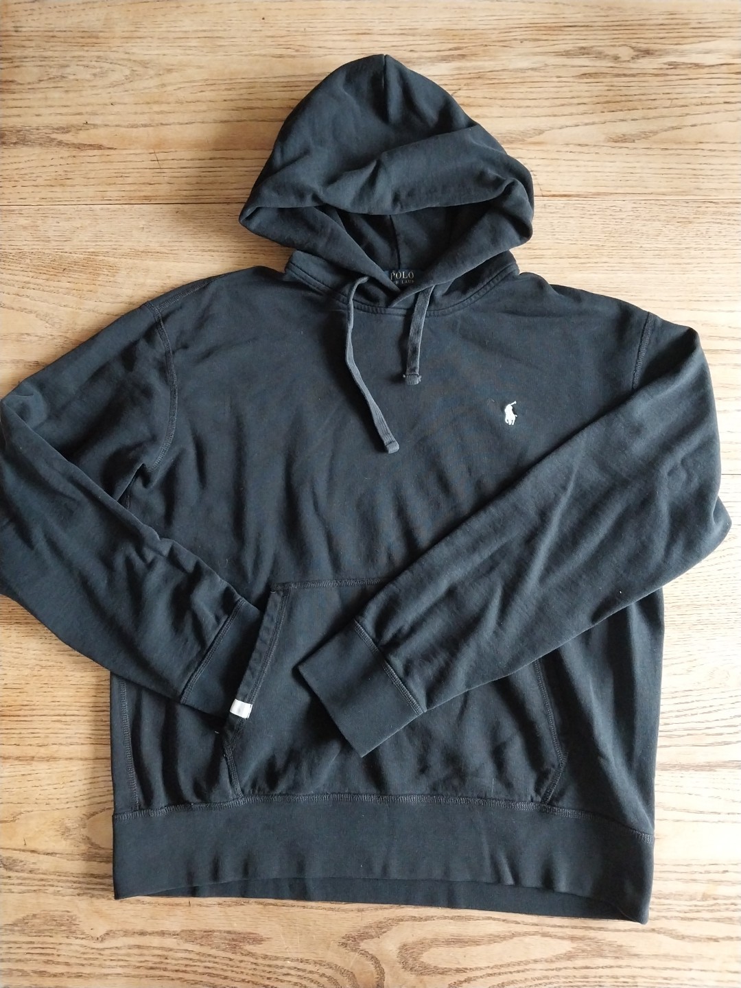 PONY Polo Ralph Lauren Performance felpa con cappuccio donna taglia L nera con frangia bianca