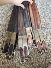 Set 4 cinture inglesi in pelle 46”-50” elastico marrone