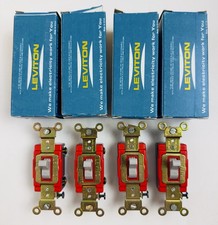 Lot Of 4 Leviton 1221-2GY Gray Industrial Toggle Wall Switch Single Pole 20A USA
