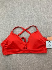 Shade  Shore Underwire Cross Back Bikini Swimsuit Top Womens 38D Red