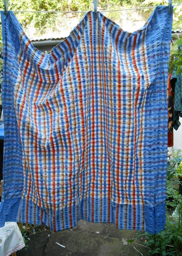 VINTAGE TABLECLOTH CHECK COTTON SEERSUCKER SQUARE CHECKS MULTICOLOUR ...