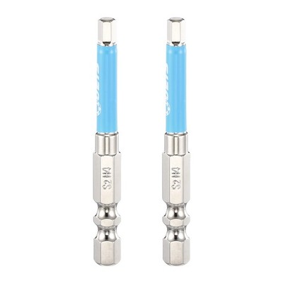 2pcs 4mm Metric Hex Impact Screwdriver Bits 1/4'' Hex-Shank 2.6'' Long S2 Steel