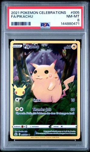 2021 POKEMON CELEBRATIONS #005 FULL ART/PIKACHU PSA 8