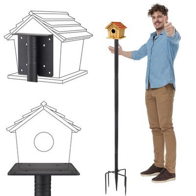 Bird Feeder Pole for Outdoors - 68'' Adjustable Bluebird House Stand with 5-Pr...