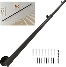5FT Industrial Iron Handrail Wall Mount Black Heavy Duty Stair Support