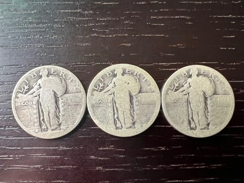 Old World US Coin Lot of 3 -  90% Silver Standing Liberty Quarter - Maybe 1926