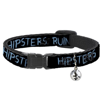 Cat Collar Breakaway with Bell HIPSTERS RUIN EVERYTHING Black/Blue N (US IMPORT)