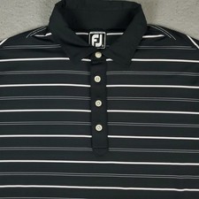 FJ FootJoy Polo Shirt Mens Size XL Black Striped Casual Golf Short Sleeve