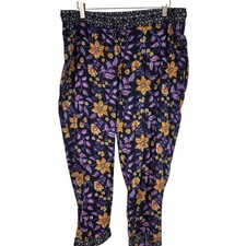 SUNDANCE Leia Pants Womens Petite Large Floral Cotton Crop Drawstring Boho